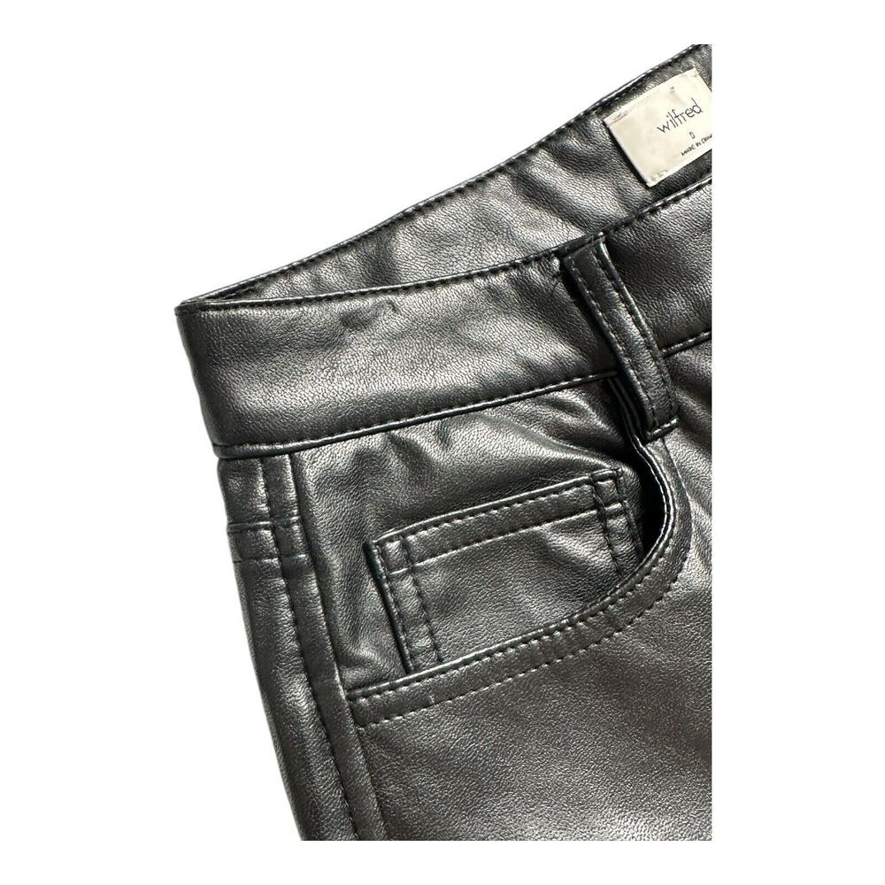 Aritzia Wilfred Womens Faux Leather Straight Leg Pants Size 0 Black High‎ Rise - Picture 5 of 16